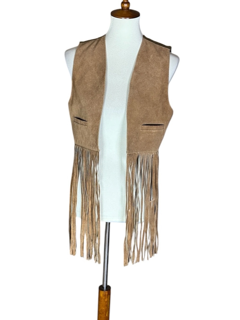 Passport suede vest with fringe Size Small